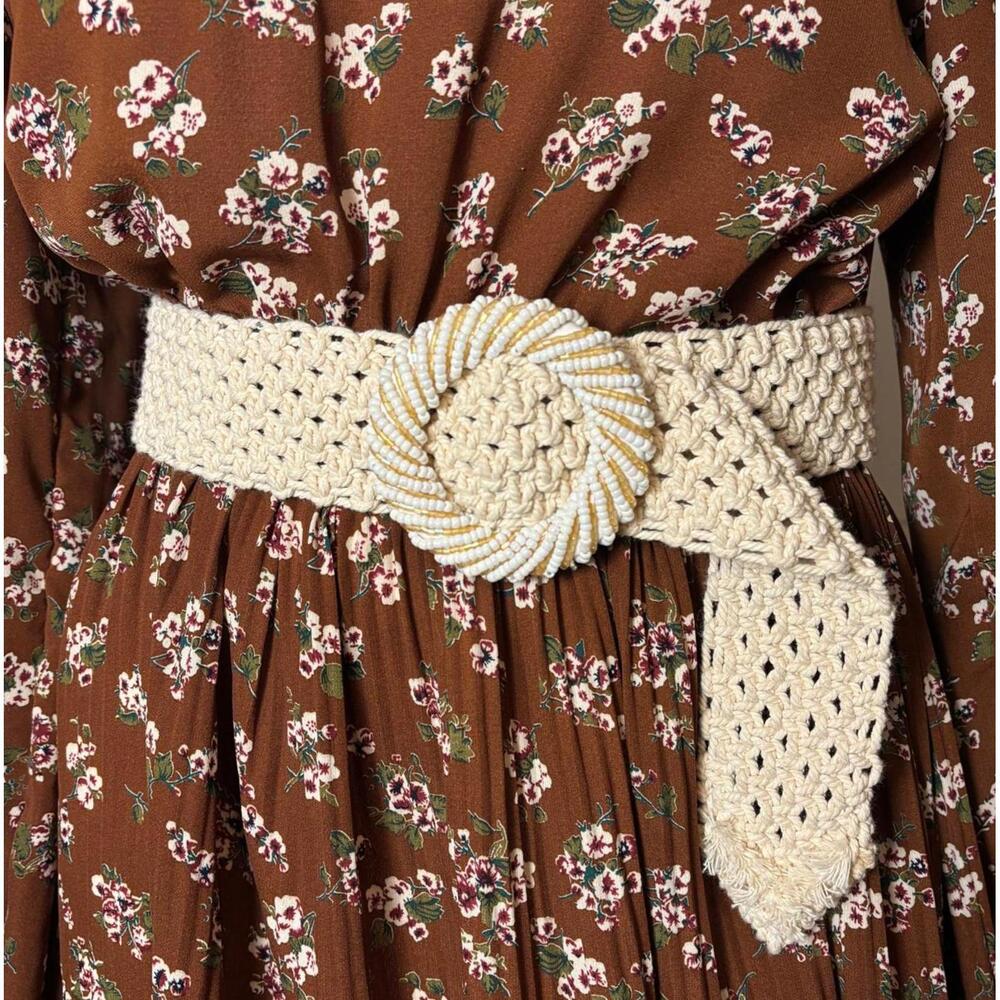 Vintage Beaded Buckle Crochet Belt